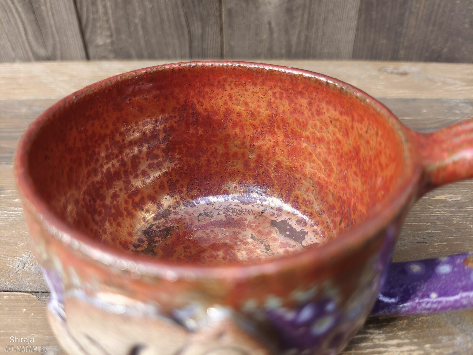 Kubek ceramiczny 'Miedziana Ćma' (C916) - kamionka 320 ml