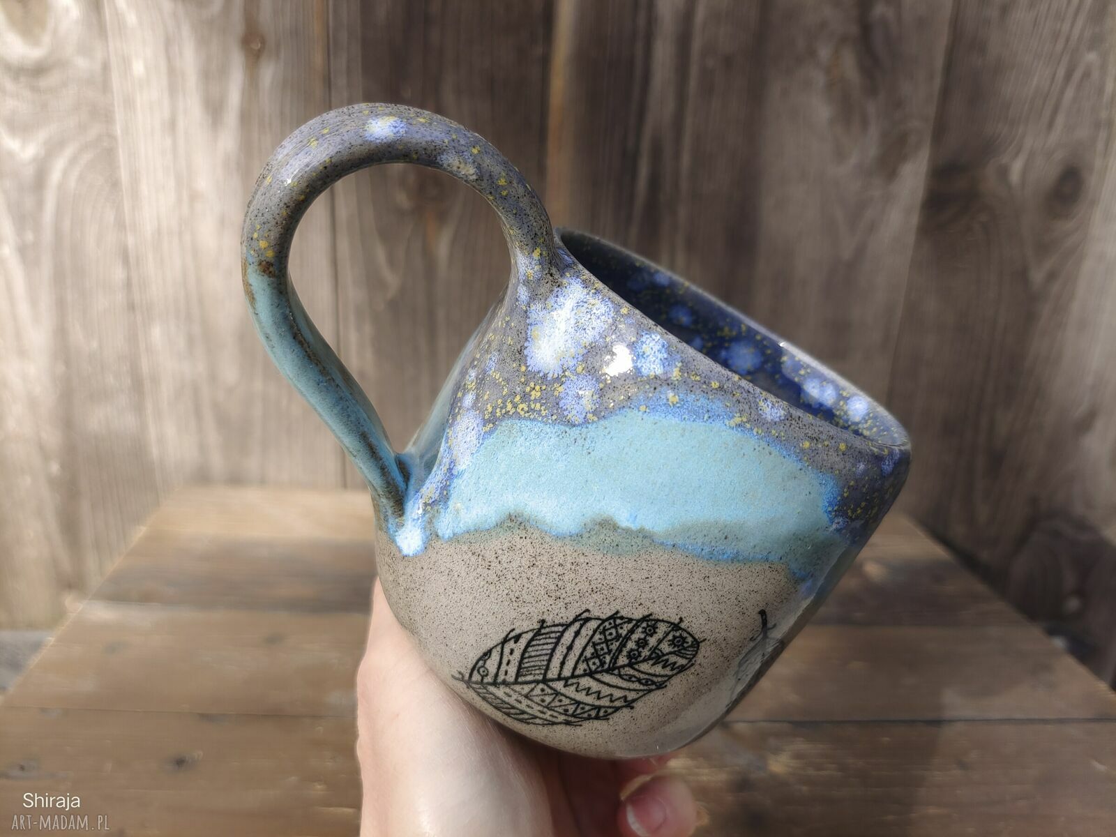 Kubek ceramiczny łapacz snów (c909) - ręcznie toczona kamionka