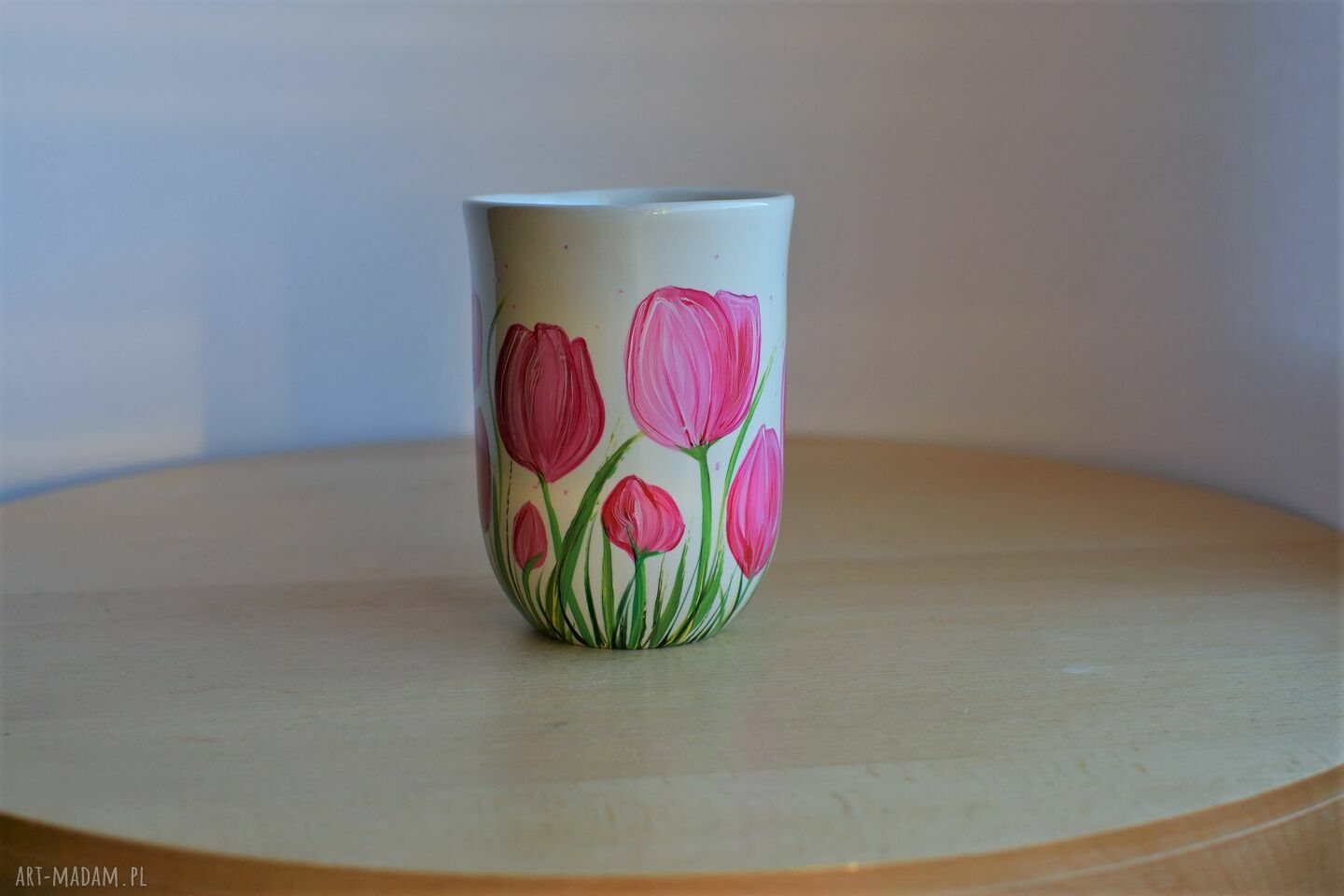 Kubek ceramiczny ręcznie malowany tulipany 300 ml