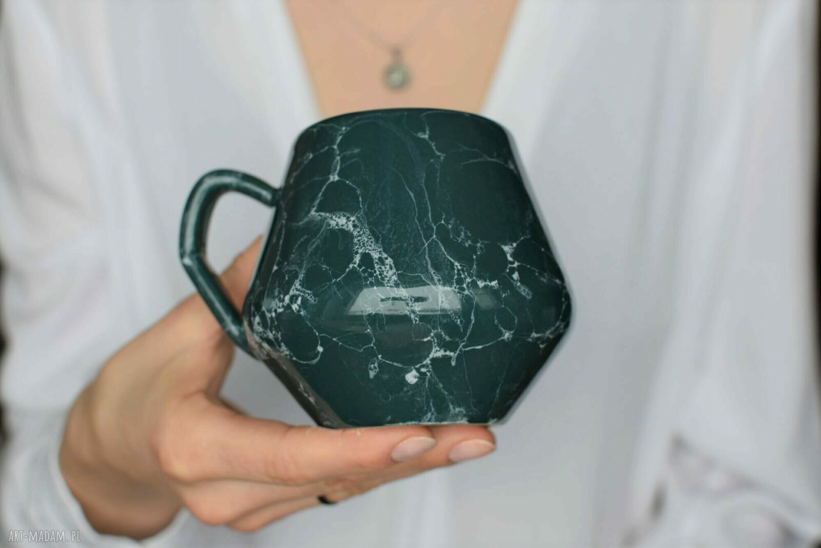Kubek Ceramiczny Zielony Marmur 350ml