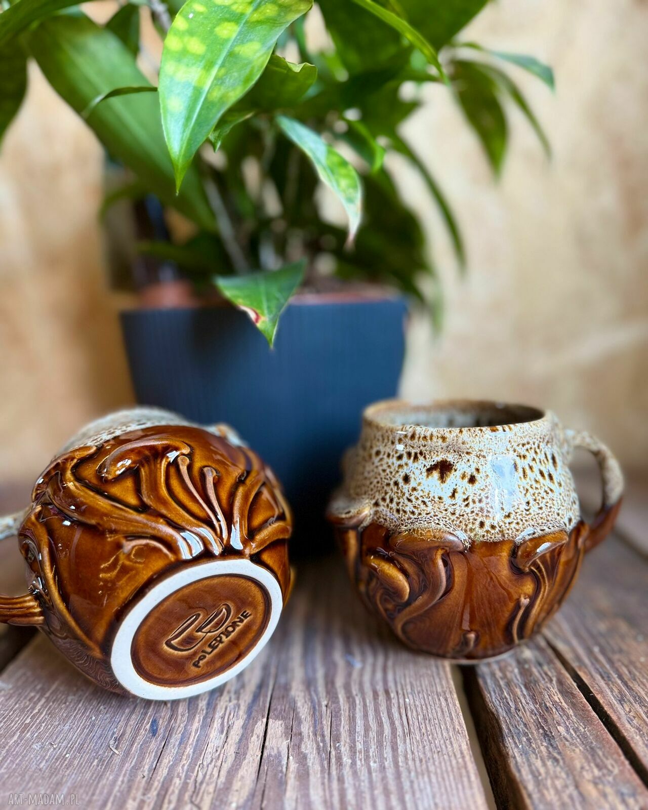 Kubek ceramiczny Grzyb - ręcznie robiona czarka do kawy i herbaty
