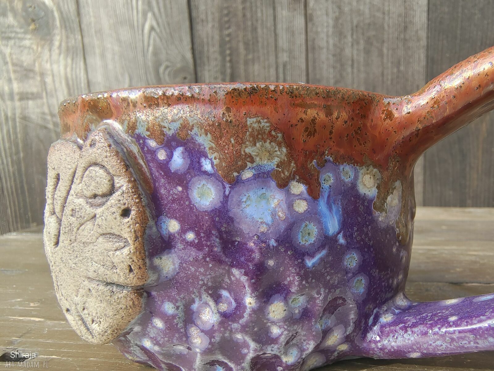 Kubek ceramiczny 'Miedziana Ćma' (C916) - kamionka 320 ml