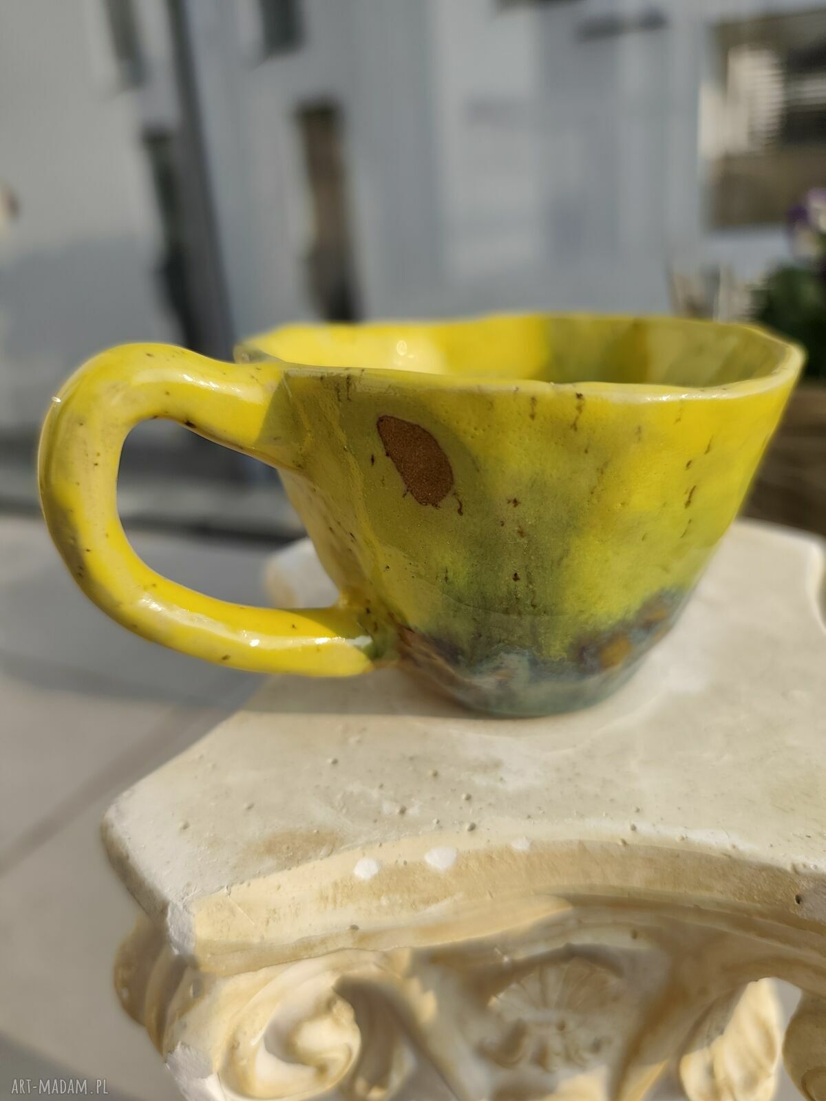 Żółty kubek ceramiczny 200 ml Wolna chwila - prezent dla niej