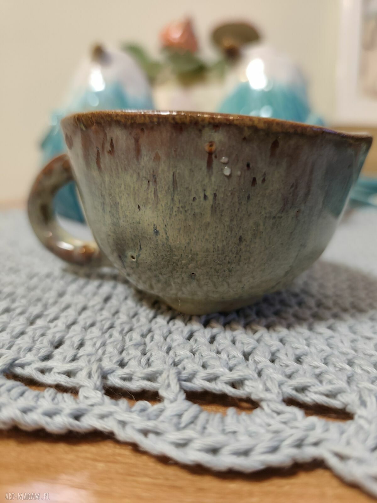Ręcznie robiony kubek ceramiczny dla niej - szkliwiony i dwukrotnie wypalany (ok. 150 ml)