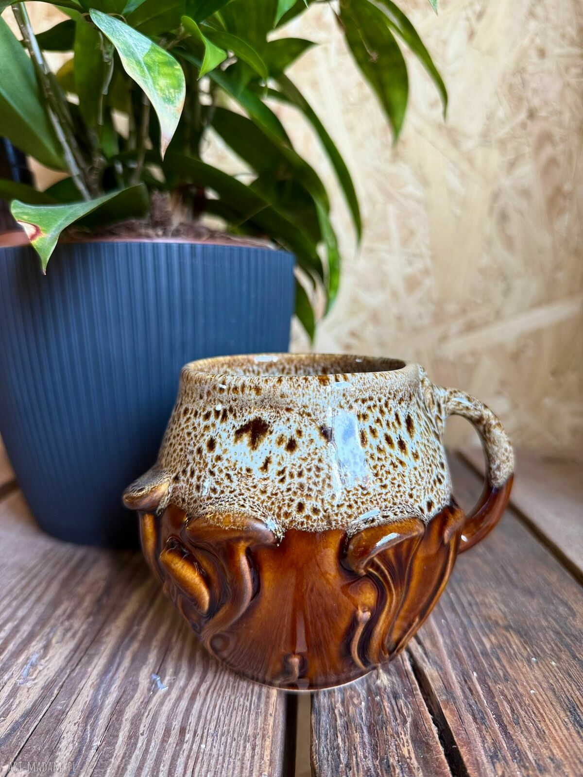 Kubek ceramiczny Grzyb - ręcznie robiona czarka do kawy i herbaty