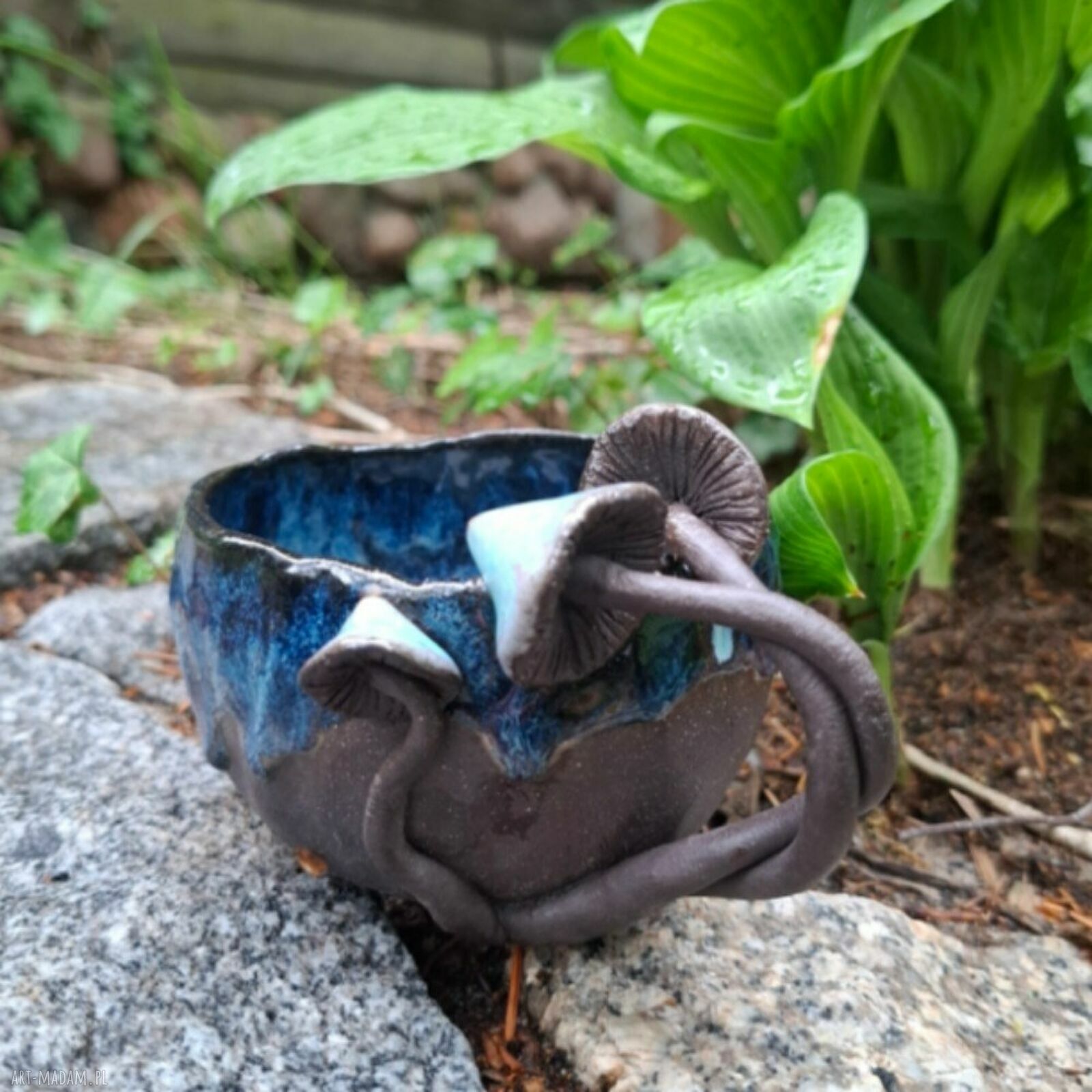 Kubek ceramiczny z grzybami dla grzybiarza - rękodzieło Smokfa