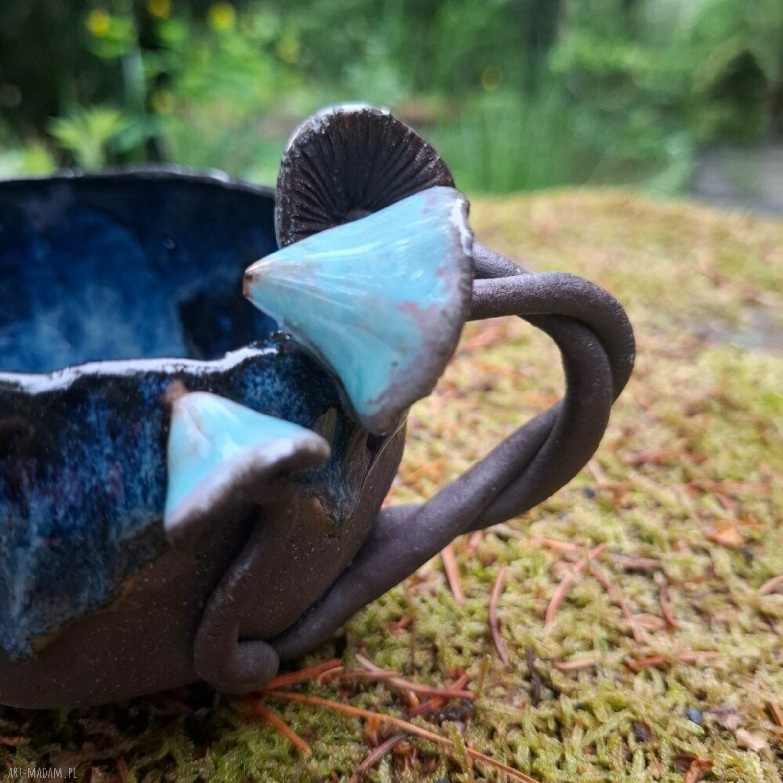 Kubek ceramiczny z grzybami dla grzybiarza - rękodzieło Smokfa