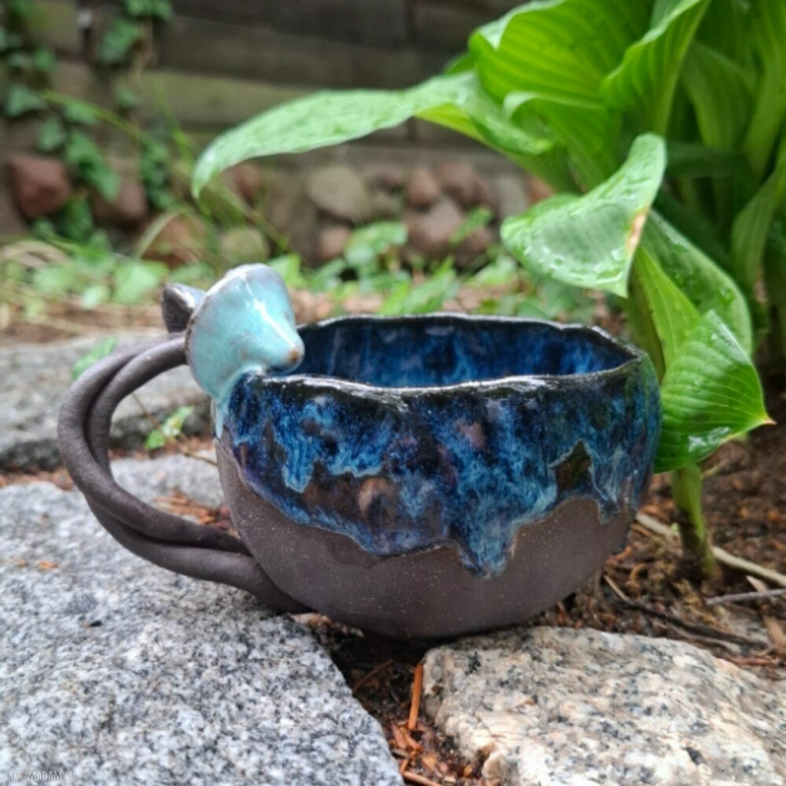 Kubek ceramiczny z grzybami dla grzybiarza - rękodzieło Smokfa