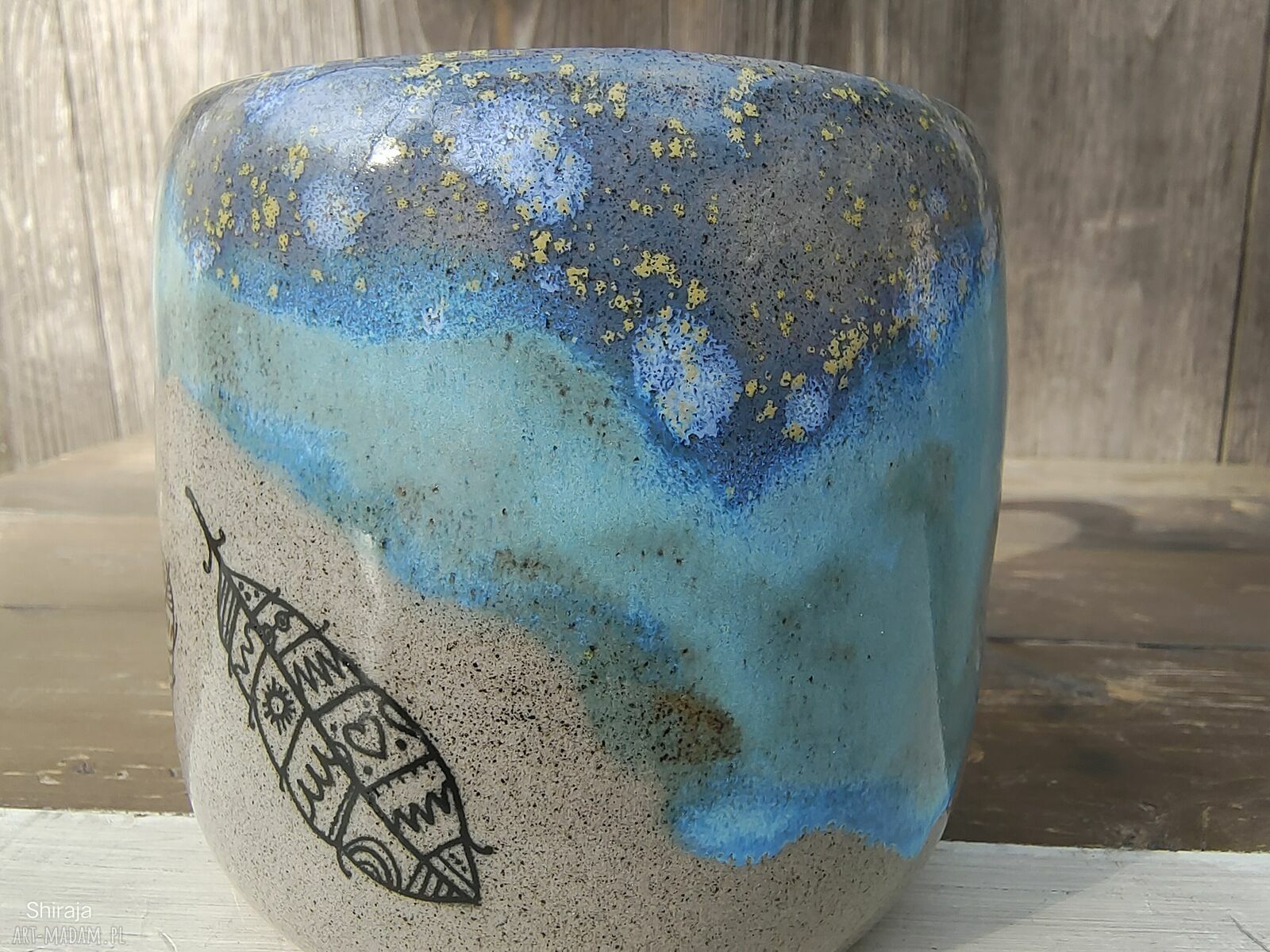 Kubek ceramiczny łapacz snów (c909) - ręcznie toczona kamionka