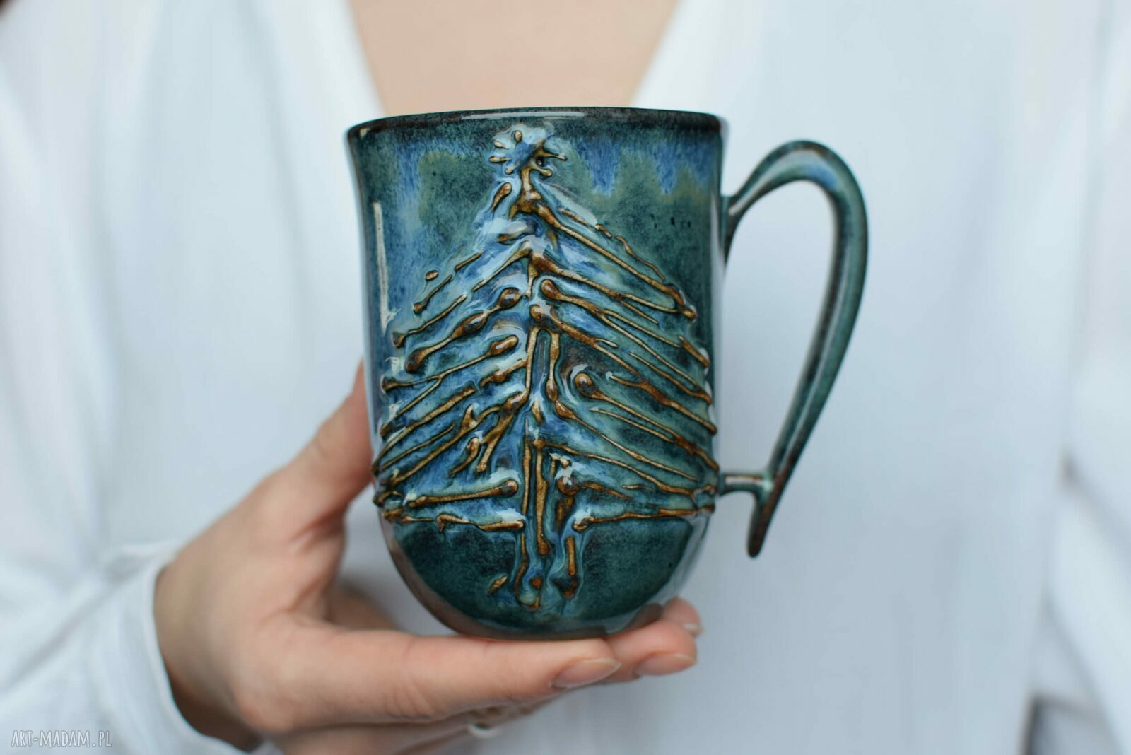 Kubek ceramiczny z choinką Morski 325 ml