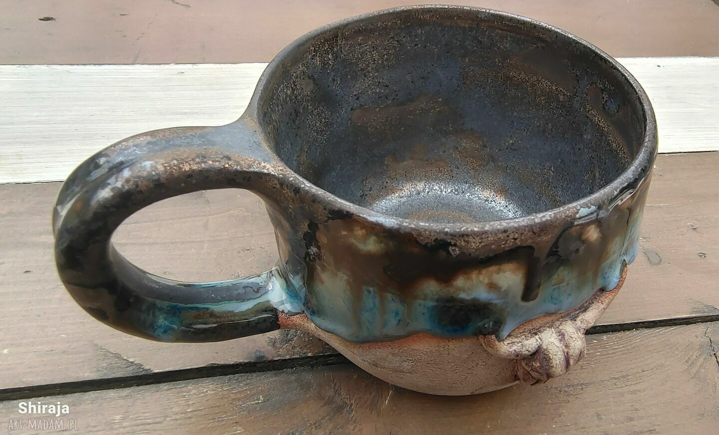 Ceramiczny kubek czaszka jelenia (c754) - ręcznie robiona kamionka ok. 360 ml