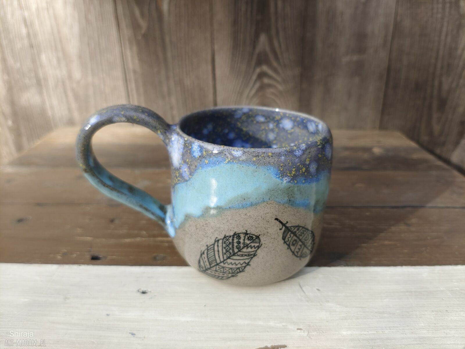 Kubek ceramiczny łapacz snów (c909) - ręcznie toczona kamionka