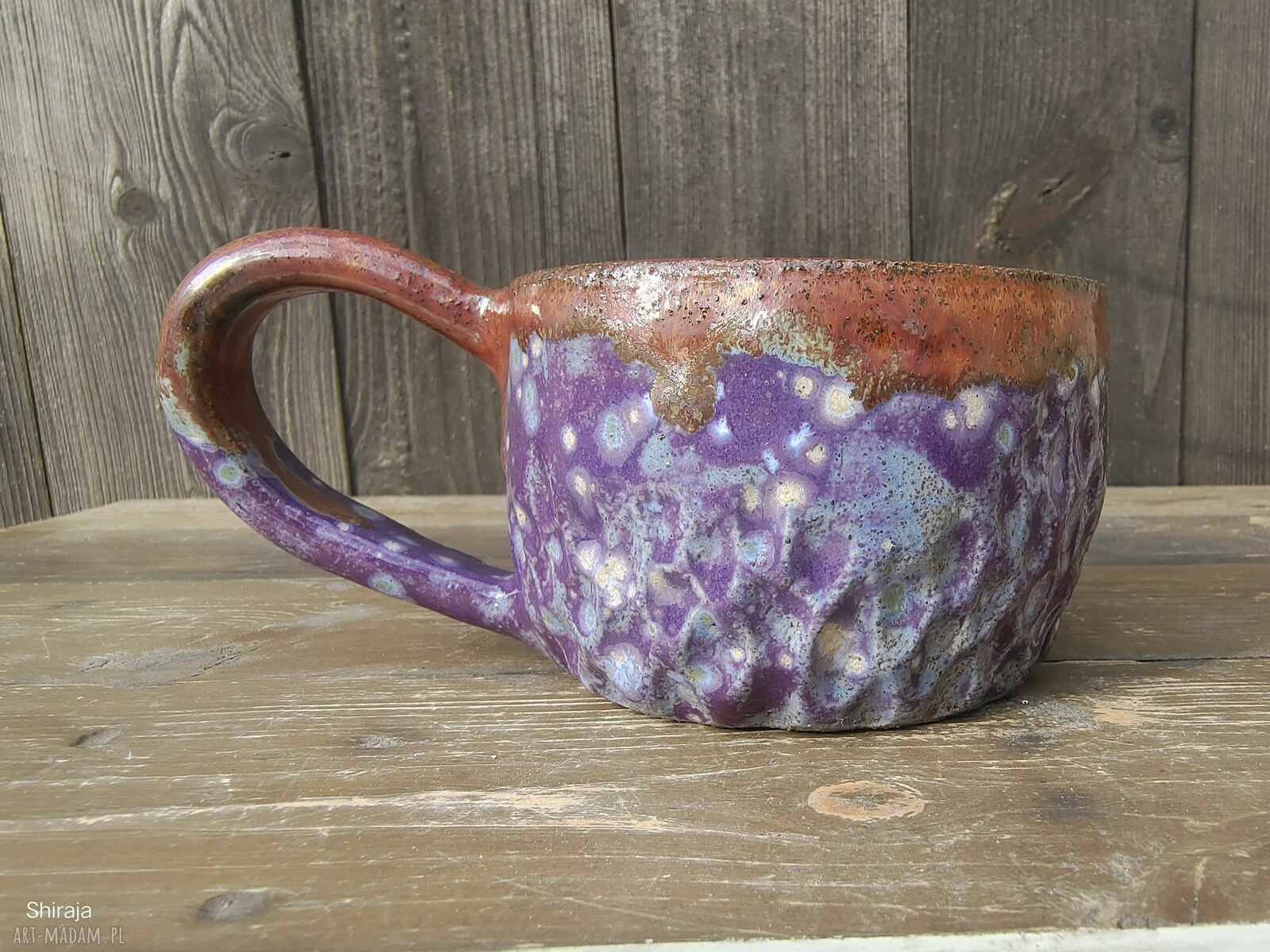 Kubek ceramiczny 'Miedziana Ćma' (C916) - kamionka 320 ml