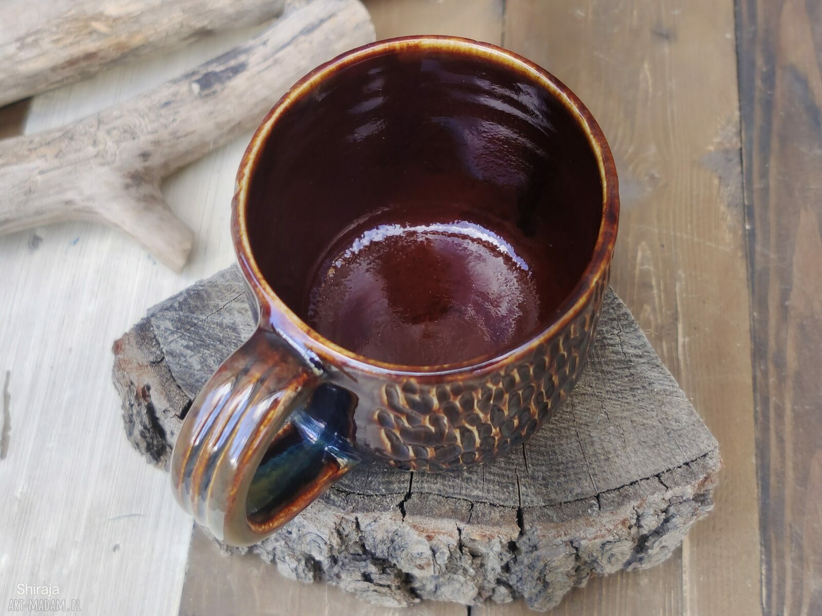 Kubek ceramiczny c836 z kamionki - ręcznie rzeźbiona ceramika na prezent