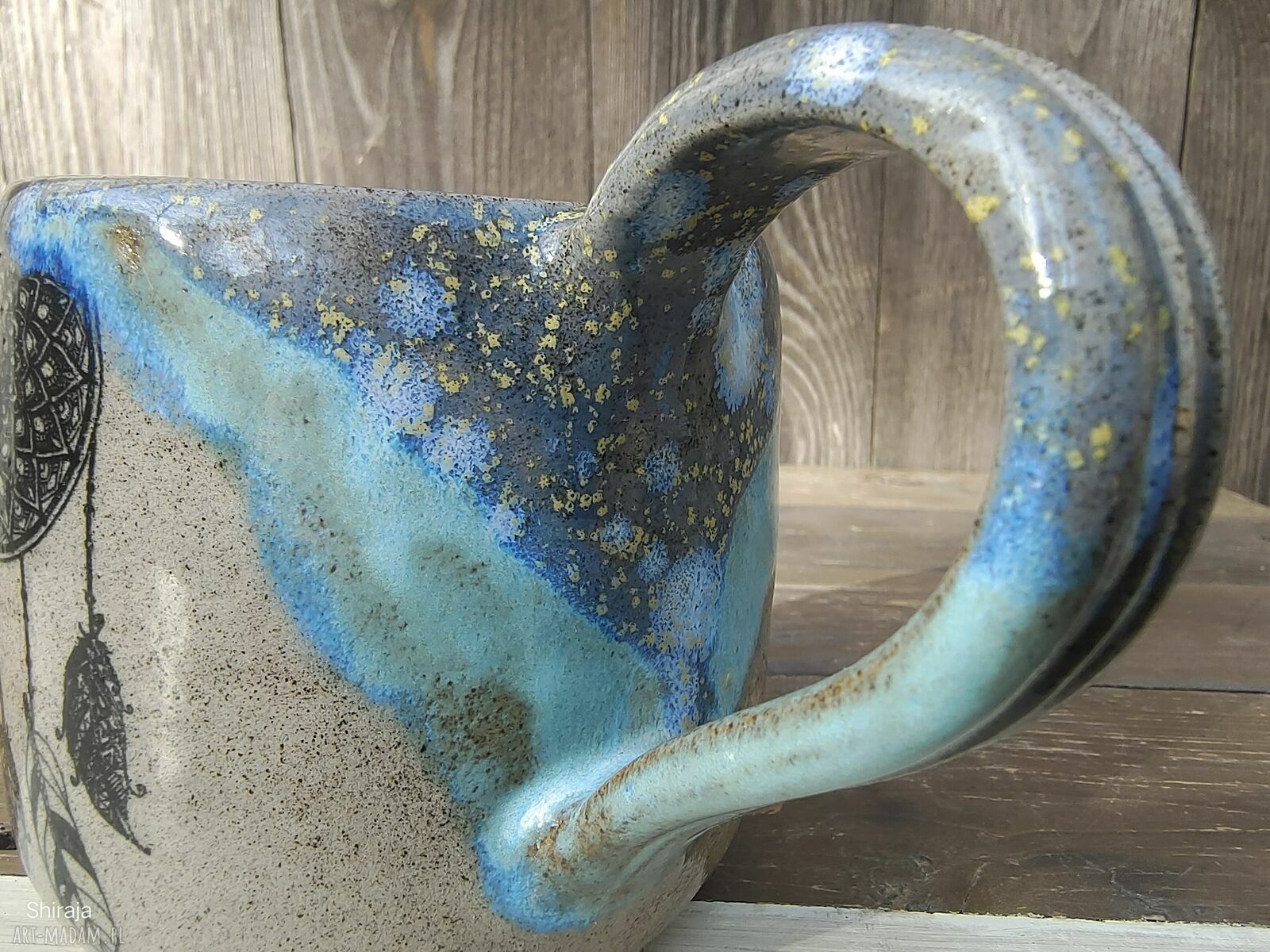 Kubek ceramiczny łapacz snów (c909) - ręcznie toczona kamionka
