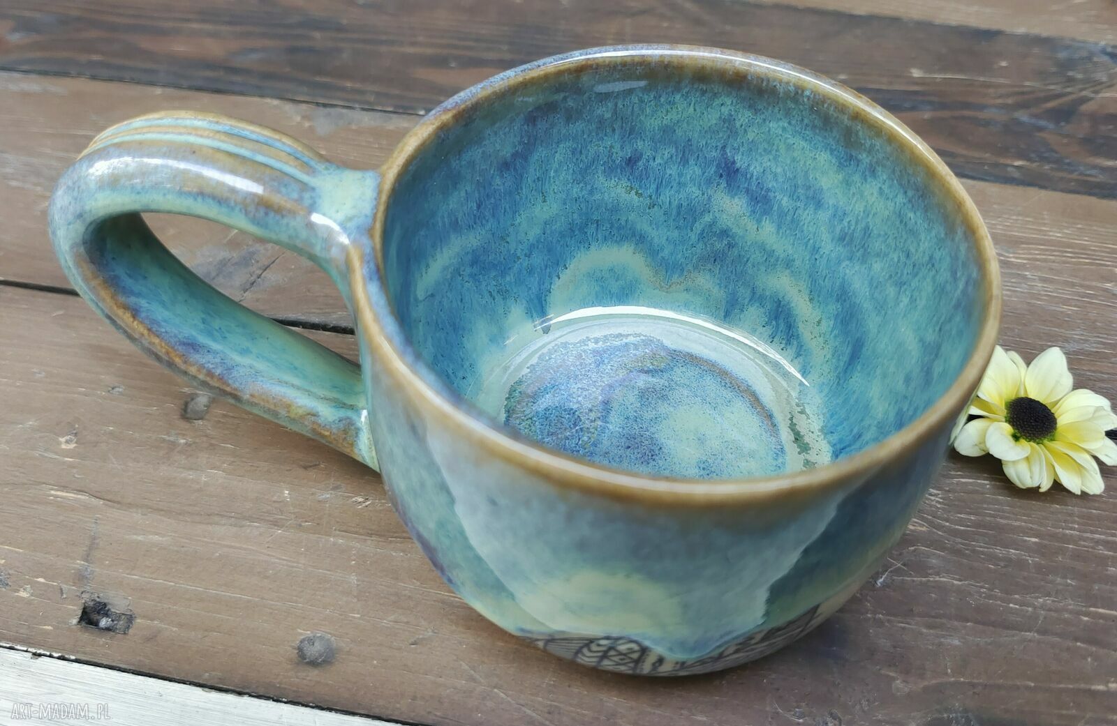 Kubek ceramiczny - konie i piórka (Shiraja)