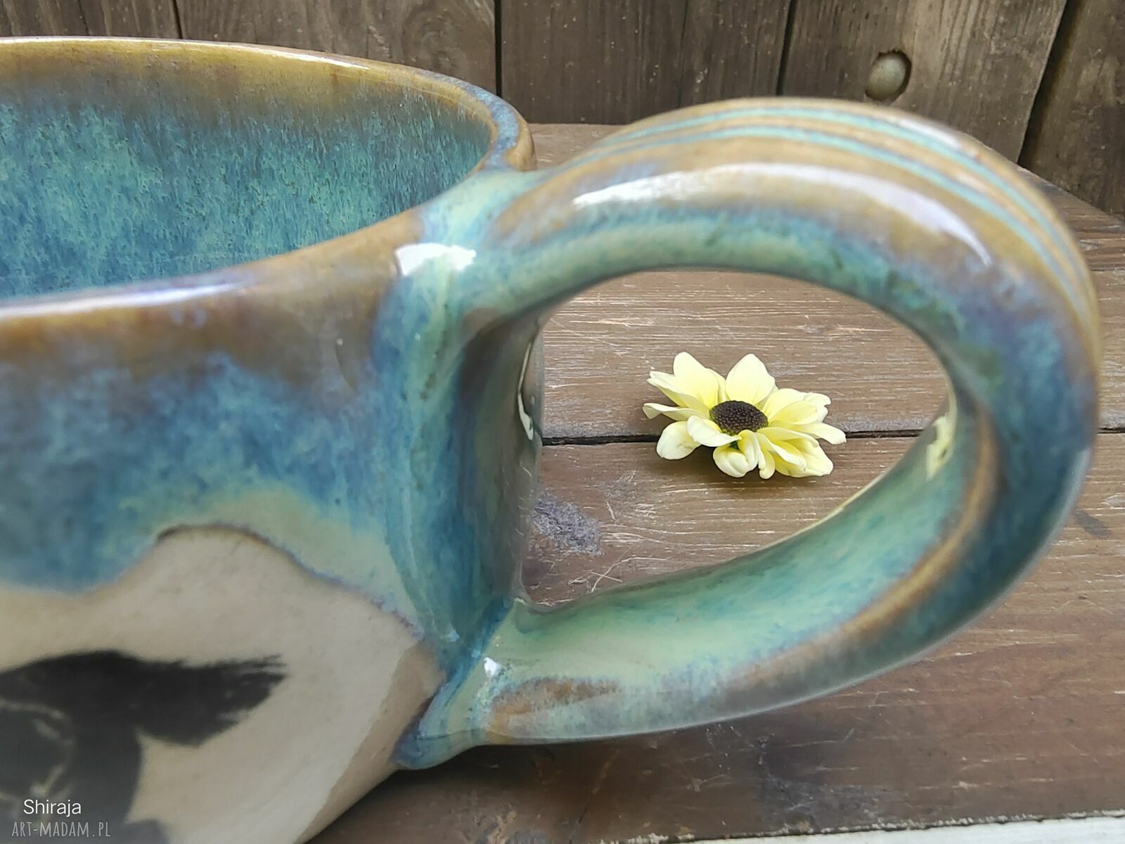 Kubek ceramiczny - konie i piórka (Shiraja)