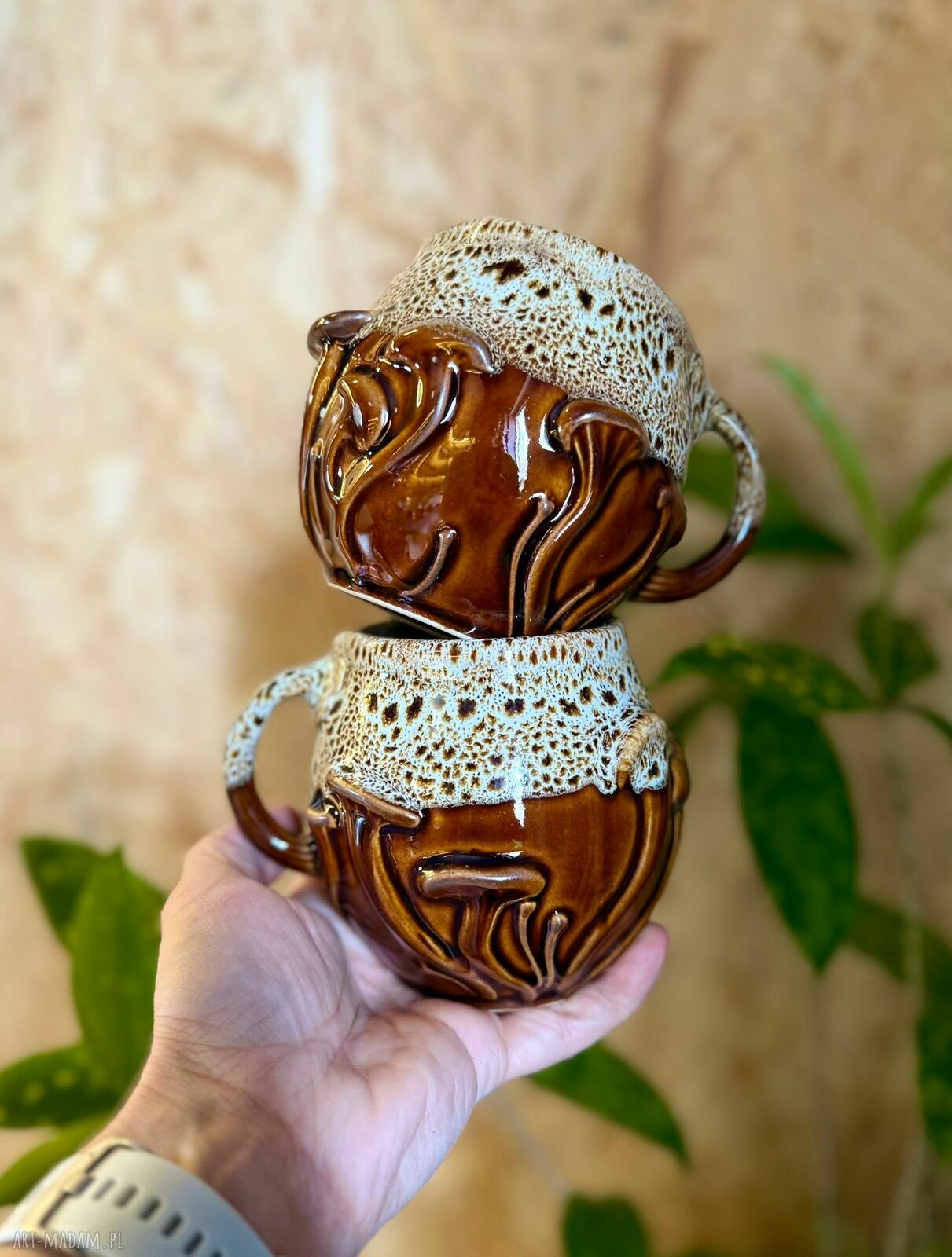 Kubek ceramiczny Grzyb - ręcznie robiona czarka do kawy i herbaty