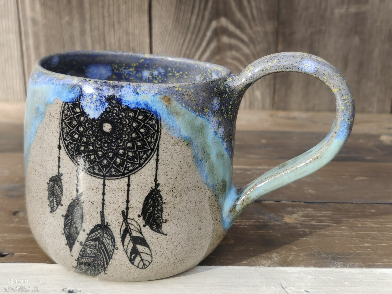 Kubek ceramiczny łapacz snów c909 - ręcznie toczona kamionka