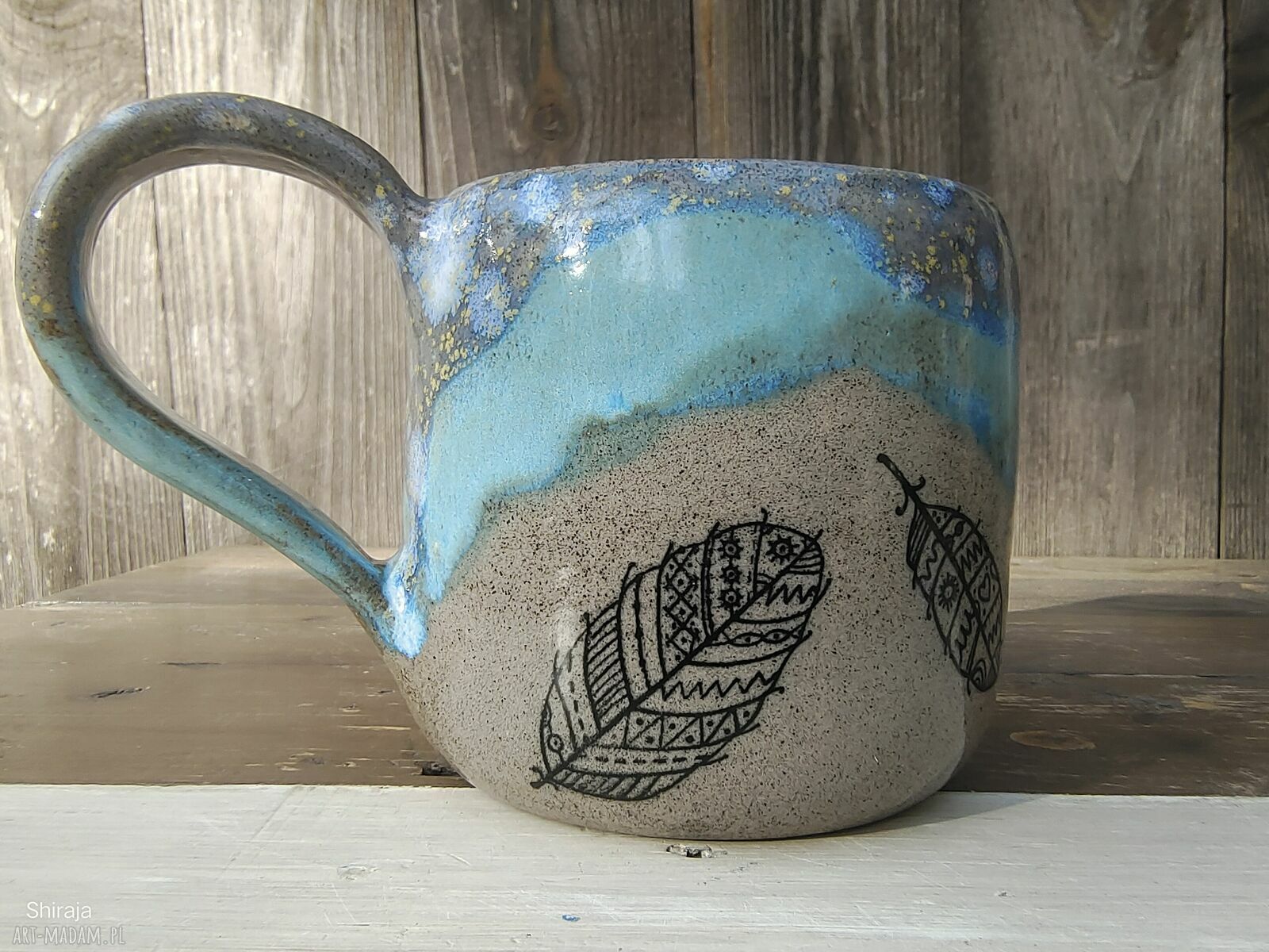 Kubek ceramiczny łapacz snów (c909) - ręcznie toczona kamionka