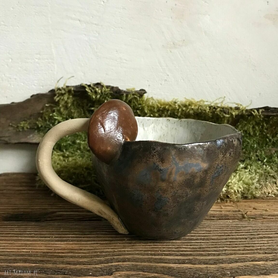 Kubek ceramiczny z grzybami - leśny prezent dla grzybiarza
