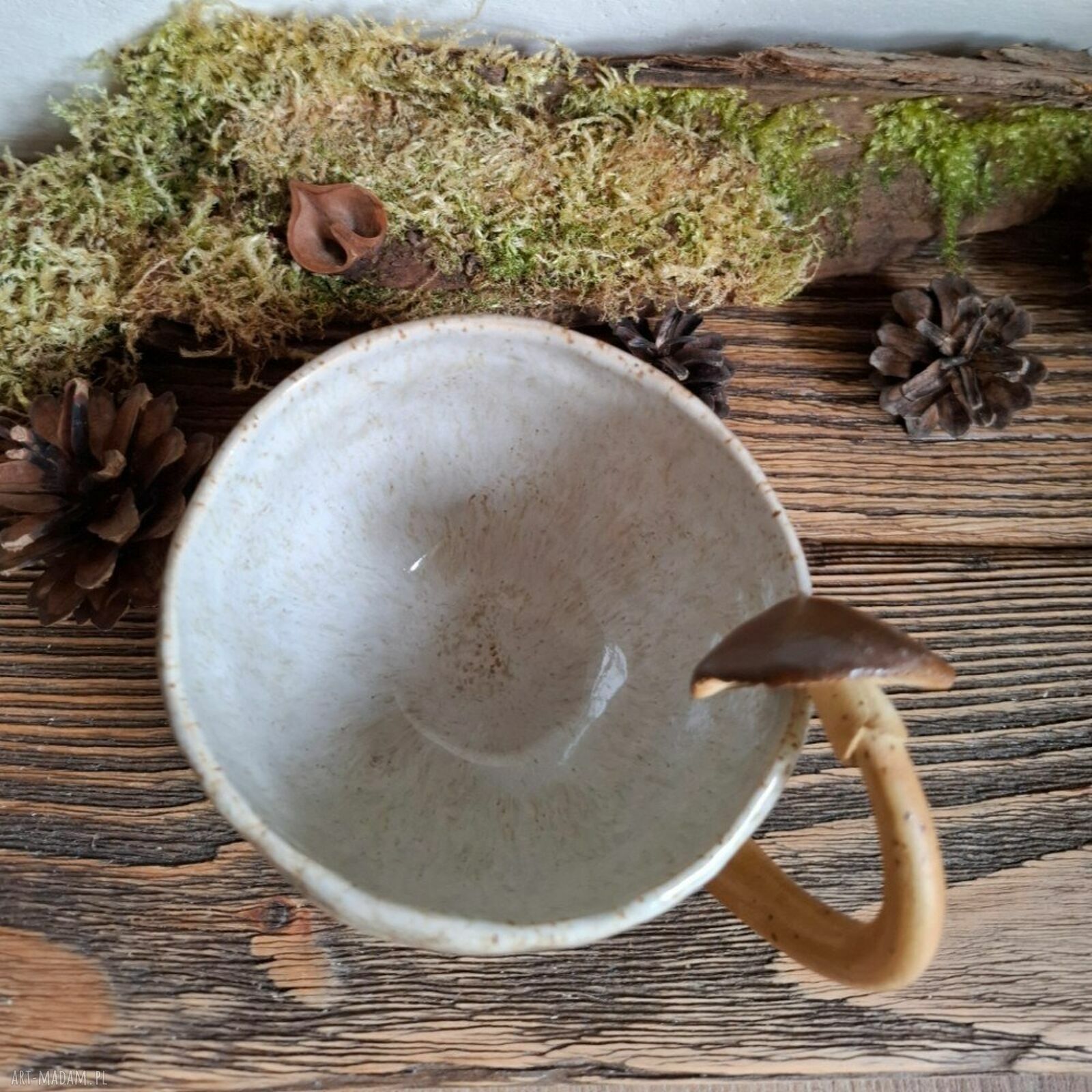 Kubek ceramiczny z grzybami Smokfa - rękodzieło dla grzybiarzy