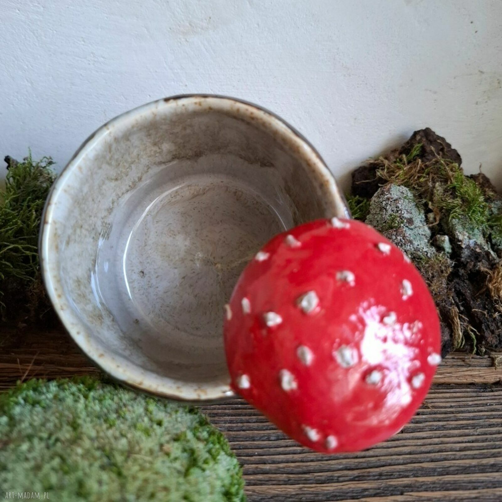 Kubek ceramiczny Muchomor czerwony - 350 ml, ręcznie lepiony