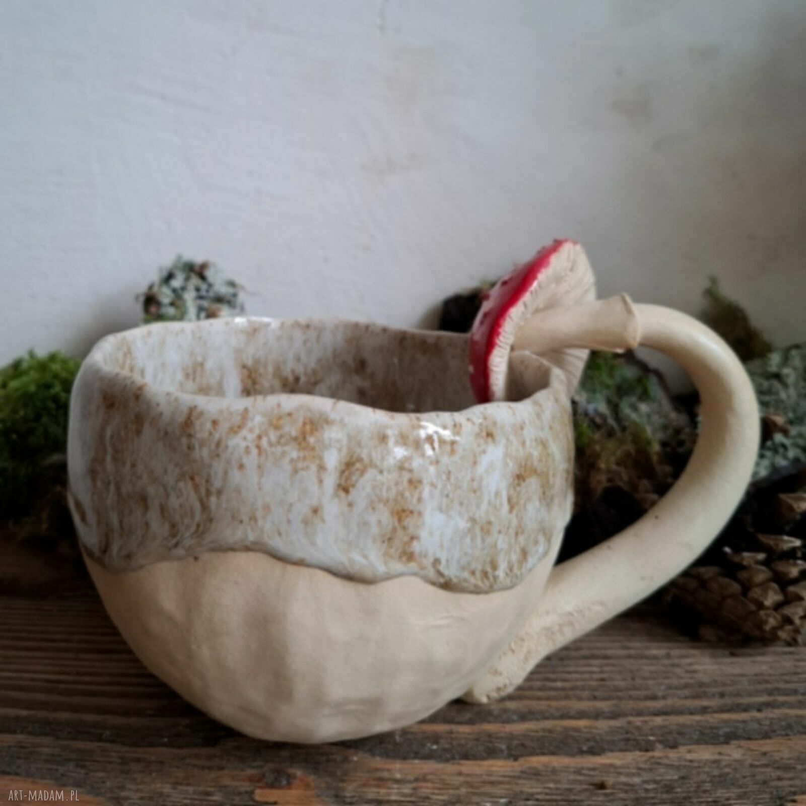Kubek ceramiczny Muchomor Amanita - ręcznie lepiony, 380 ml