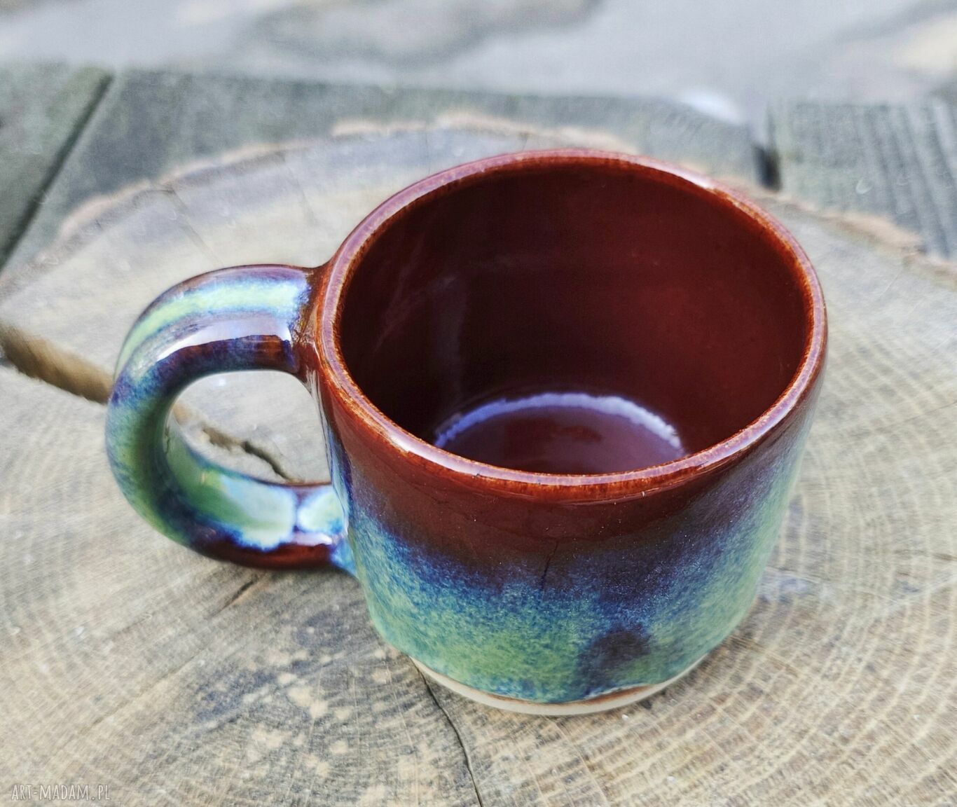 Kubek ceramiczny do espresso 160 ml - ręcznie wykonana filiżanka z kolorowymi szkliwami