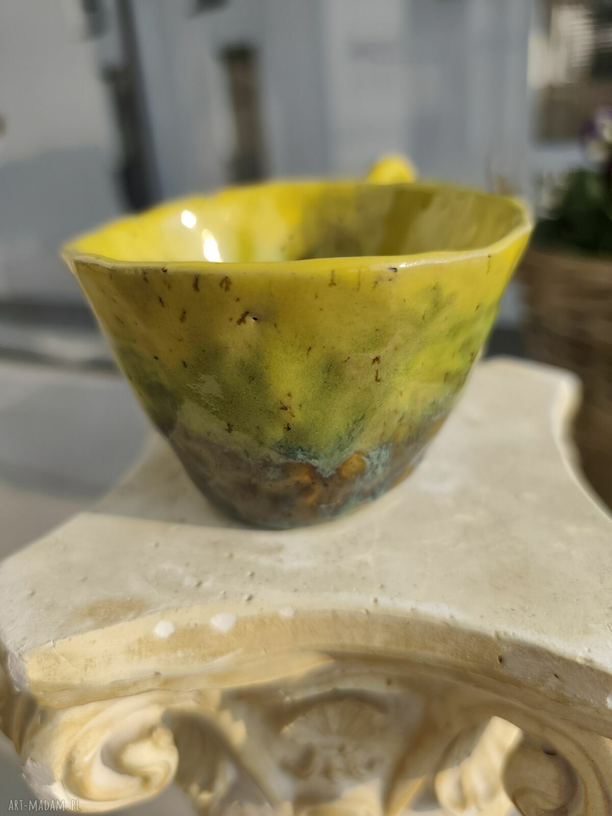 Żółty kubek ceramiczny 200 ml Wolna chwila - prezent dla niej