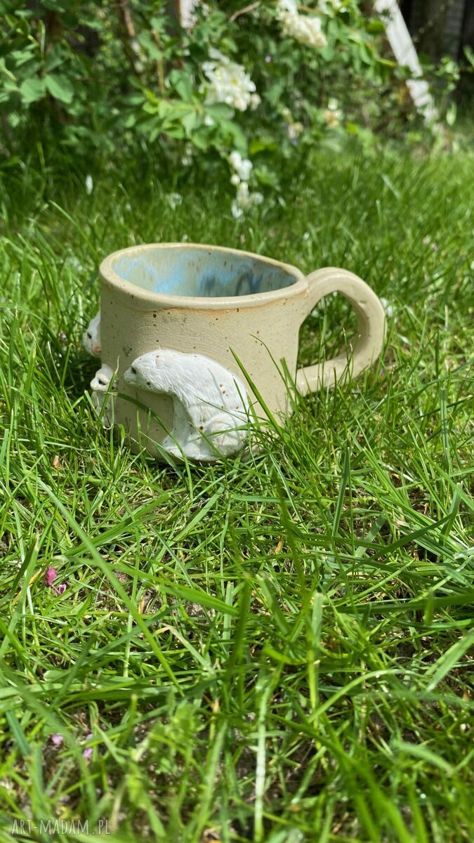 Kubek ceramiczny Misiowa rodzinka z białymi misiami - rękodzieło