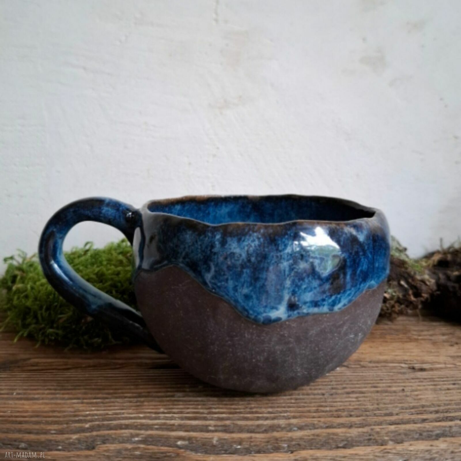 Kubek ceramiczny Żółw - ręcznie lepiony, morski prezent 290 ml