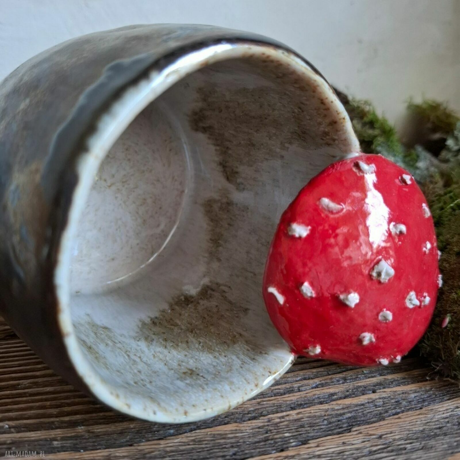 Kubek ceramiczny Muchomor czerwony - 350 ml, ręcznie lepiony