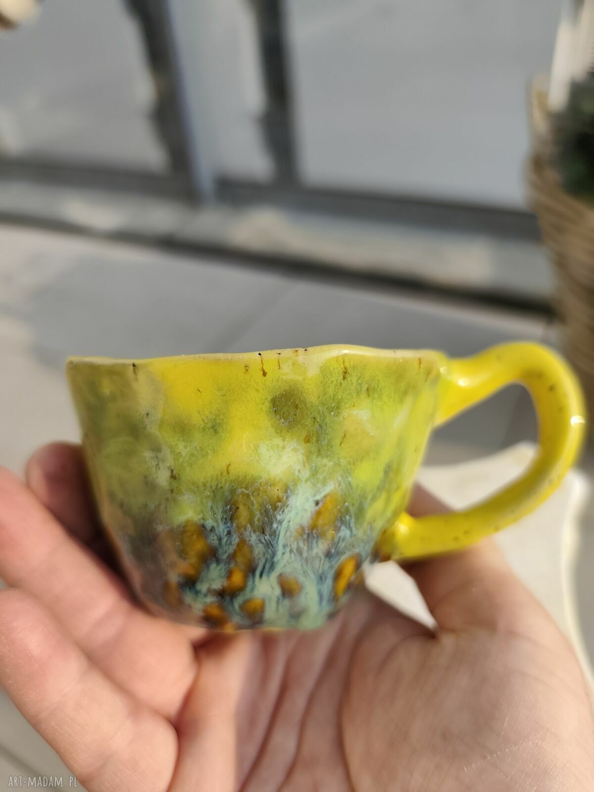 Żółty kubek ceramiczny 200 ml Wolna chwila - prezent dla niej