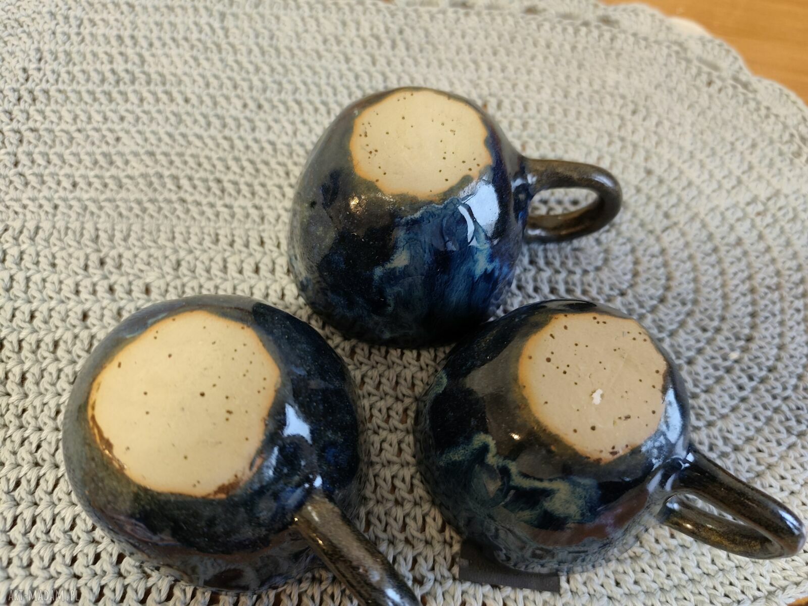 Ręcznie robiony kubek ceramiczny Wolna Chwila dla niej - niebieski, ok. 100 ml