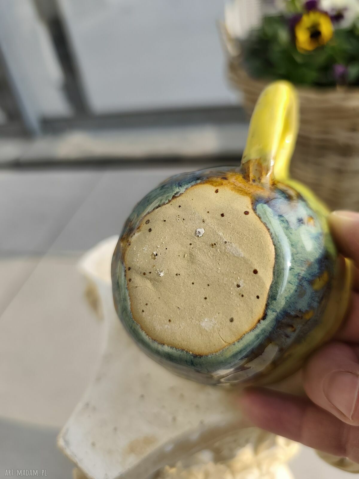 Żółty kubek ceramiczny 200 ml Wolna chwila - prezent dla niej
