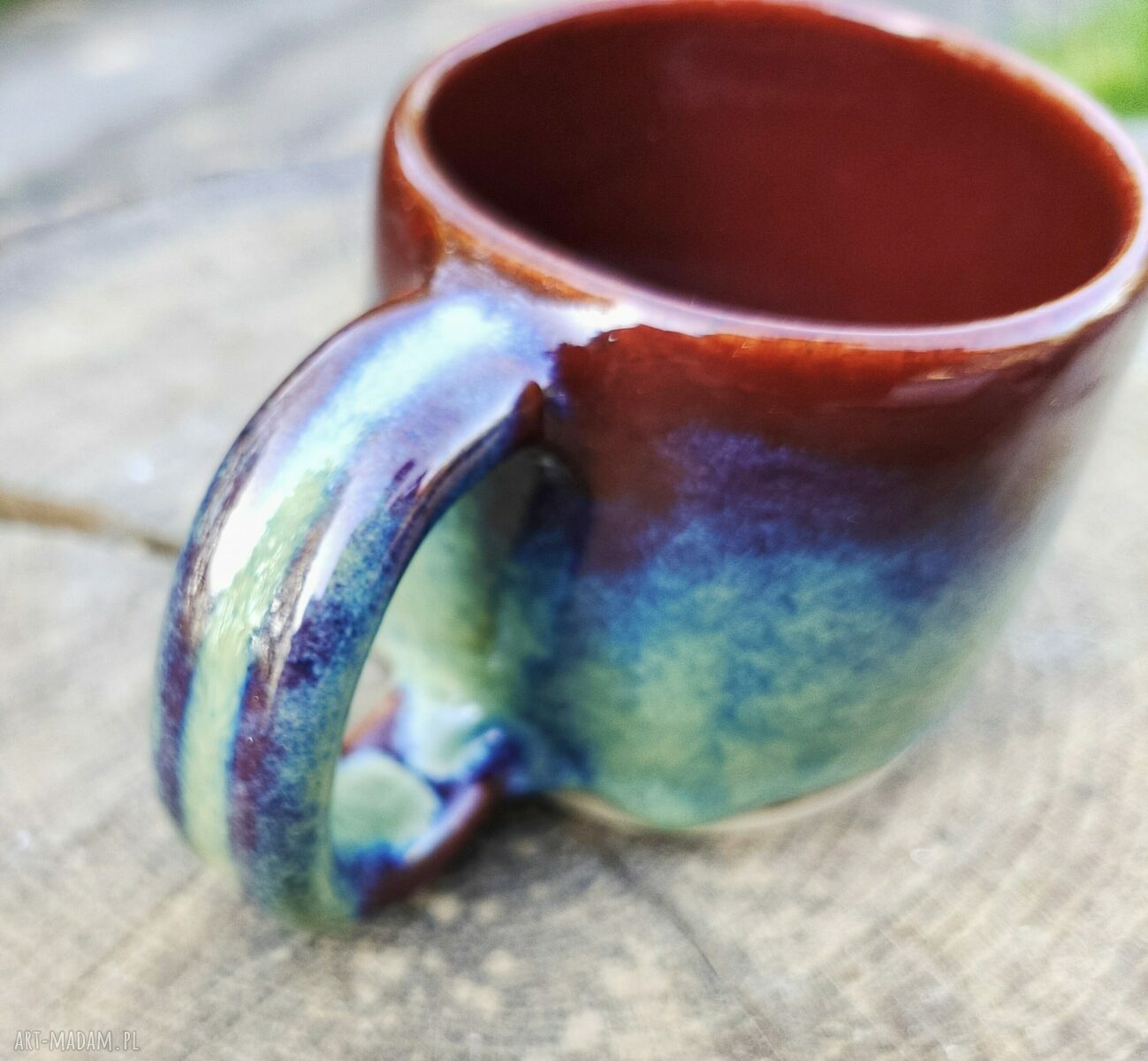 Kubek ceramiczny do espresso 160 ml - ręcznie wykonana filiżanka z kolorowymi szkliwami