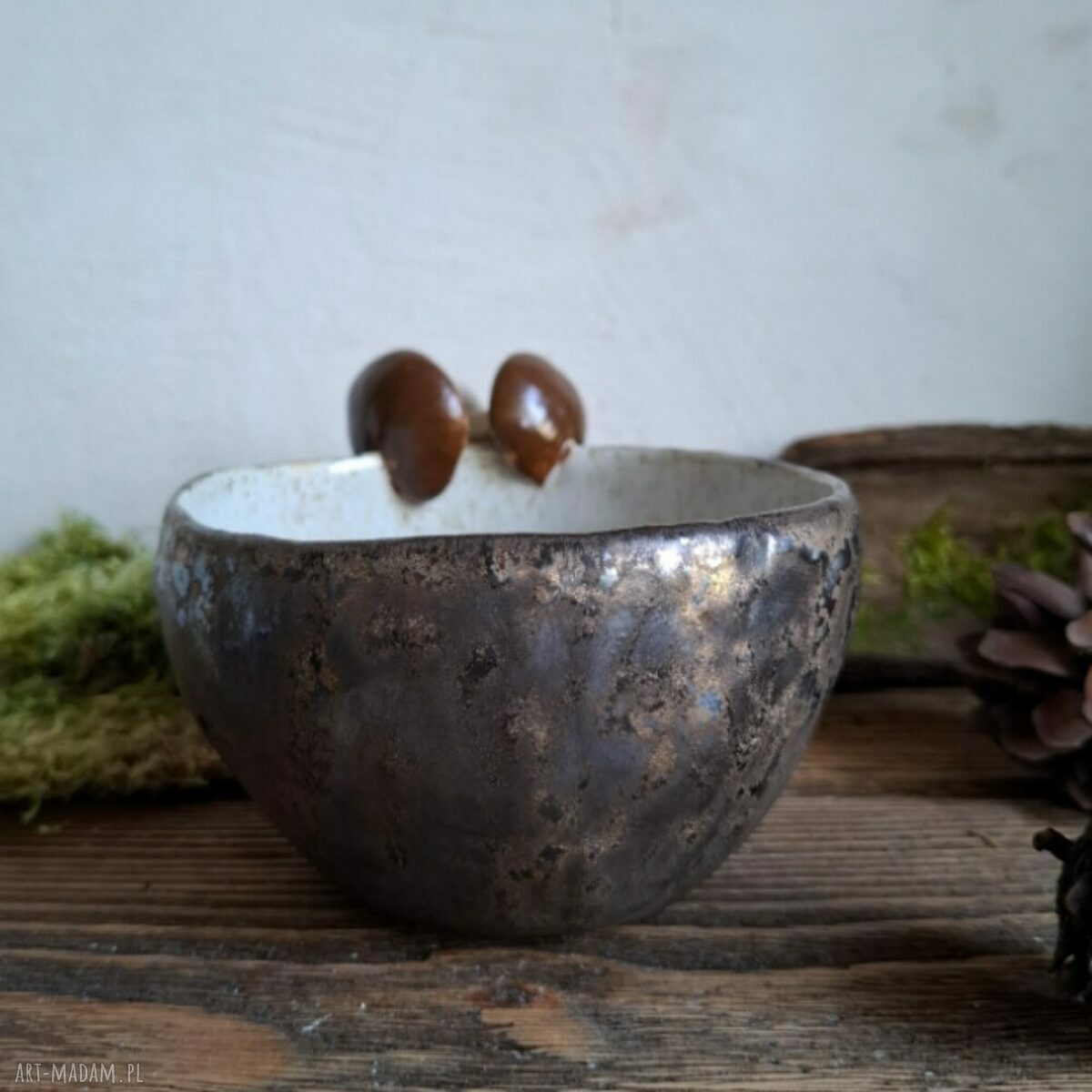 Kubek ceramiczny z grzybami - Grzyby dwa, ręcznie lepiony