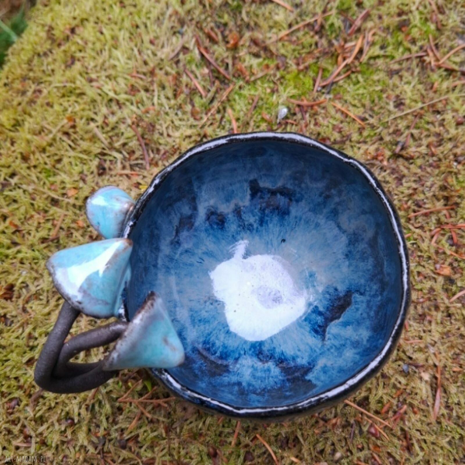 Kubek ceramiczny z grzybami dla grzybiarza - rękodzieło Smokfa