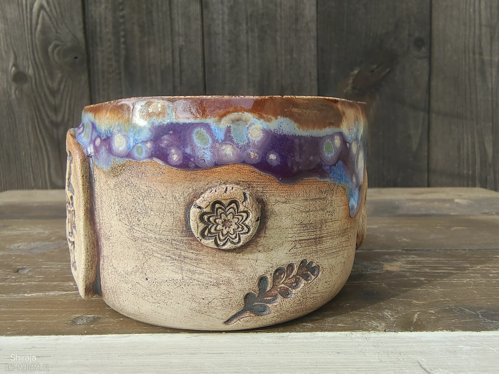 Kubek ceramiczny z sową i napisem - kamionka handmade