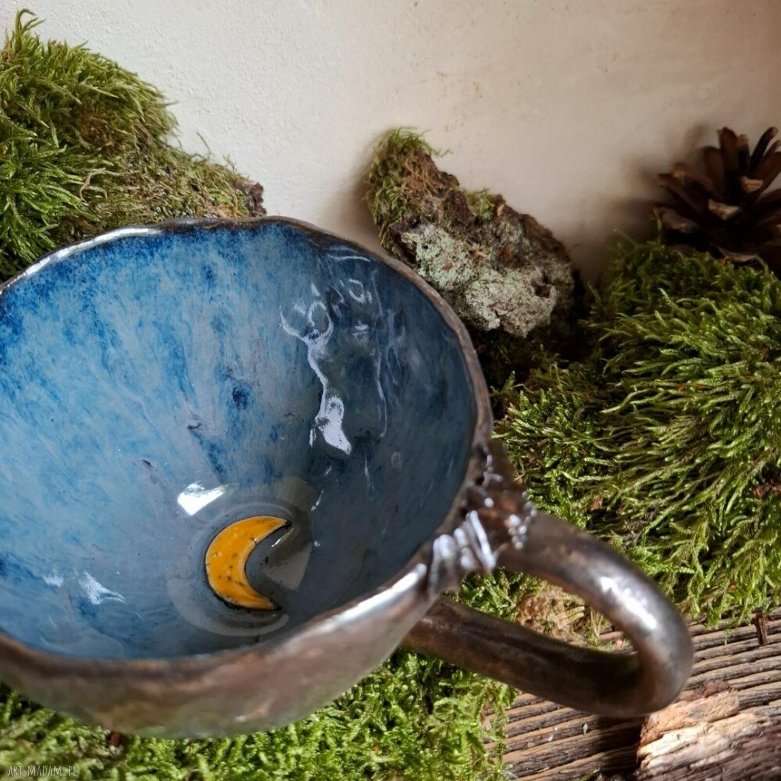 Kubek ceramiczny z nietoperzami i księżycem - Niebo nocą