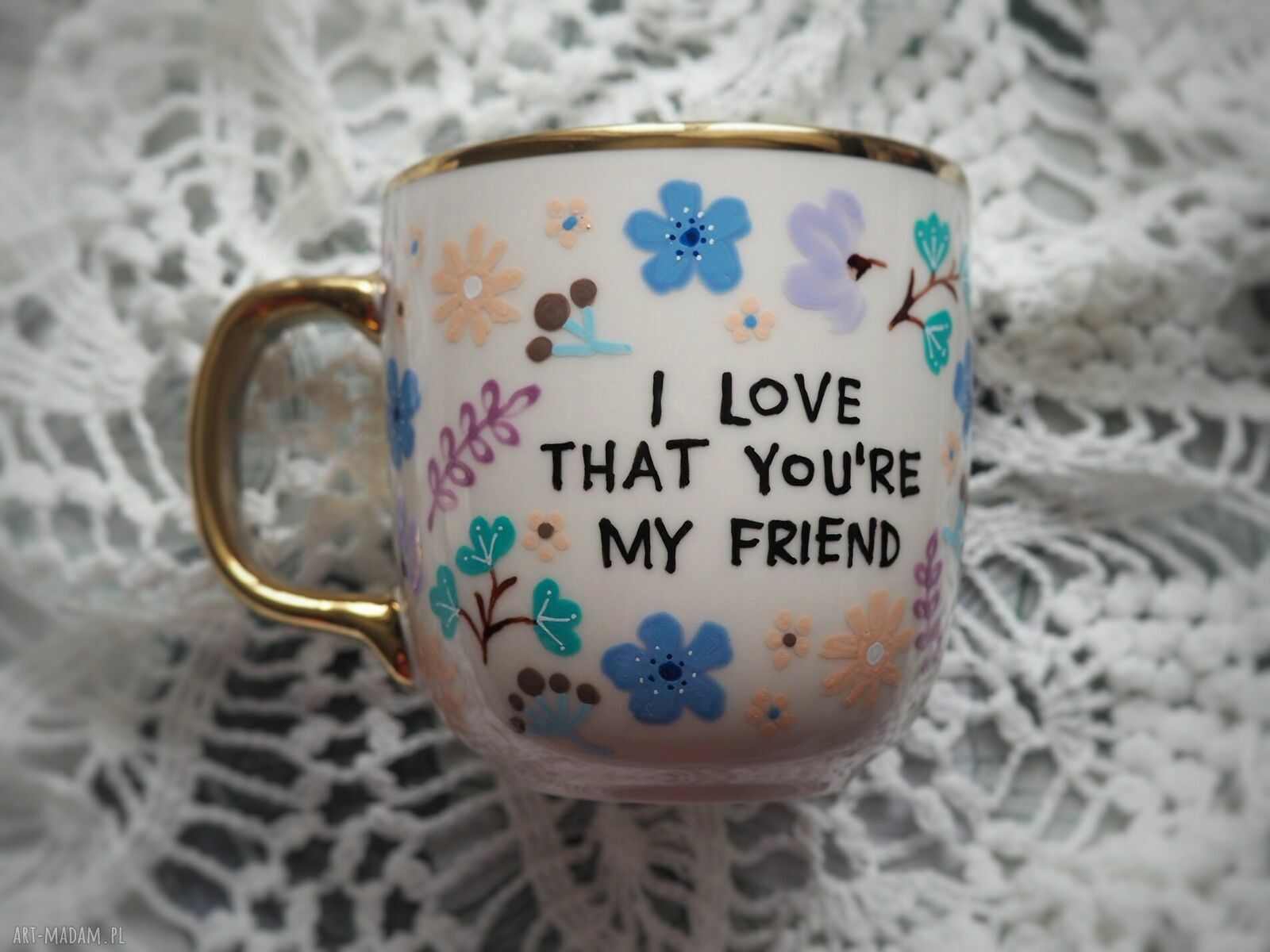 Kubek dla przyjaciela LOVE - ręcznie malowana porcelana 380 ml