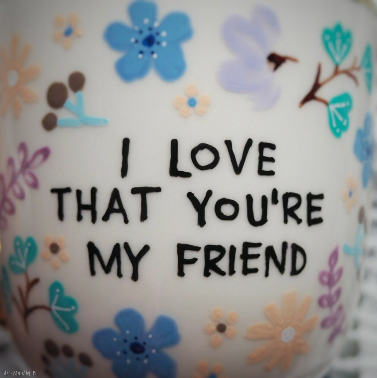 Kubek dla przyjaciela LOVE - ręcznie malowana porcelana 380 ml
