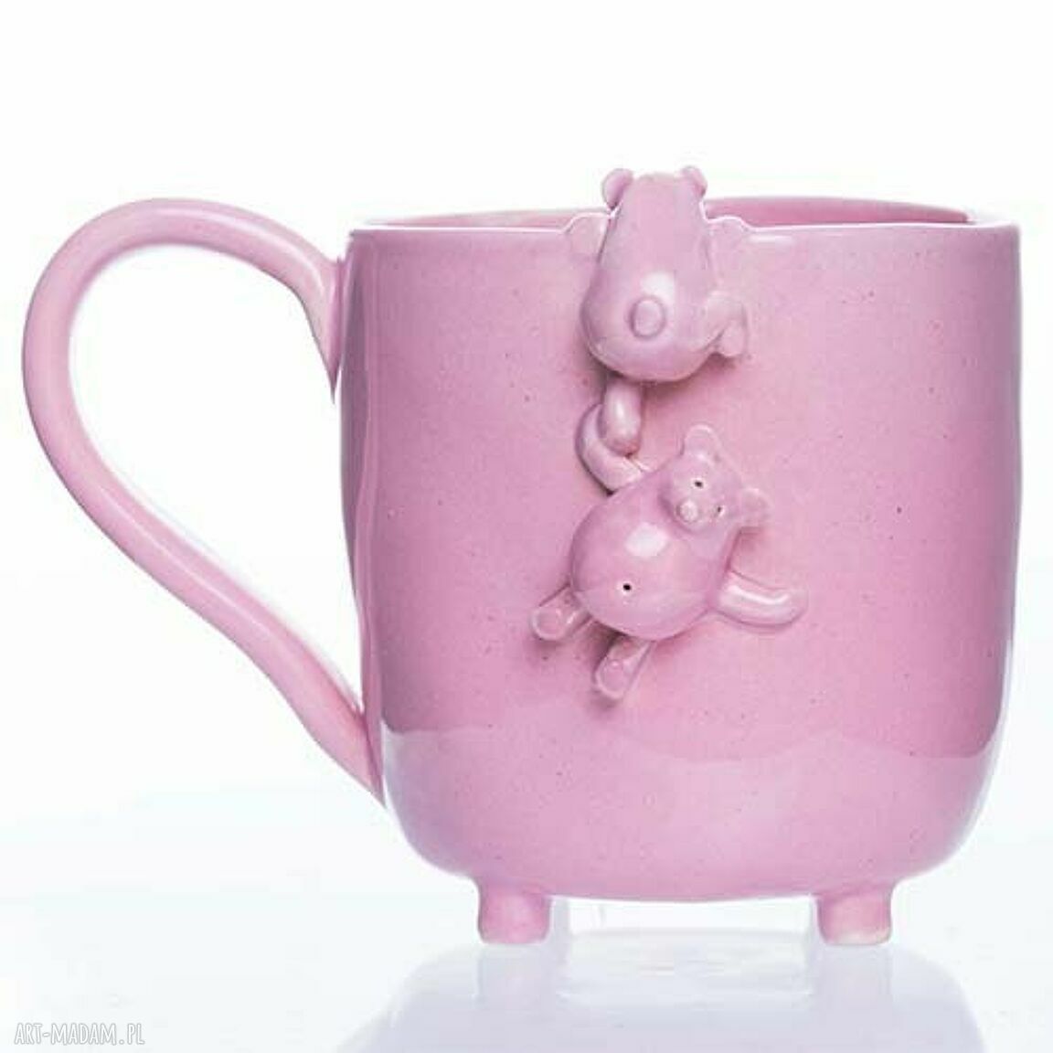 Kubek dwa misie różowy 400 ml - ceramika handmade Lamabo