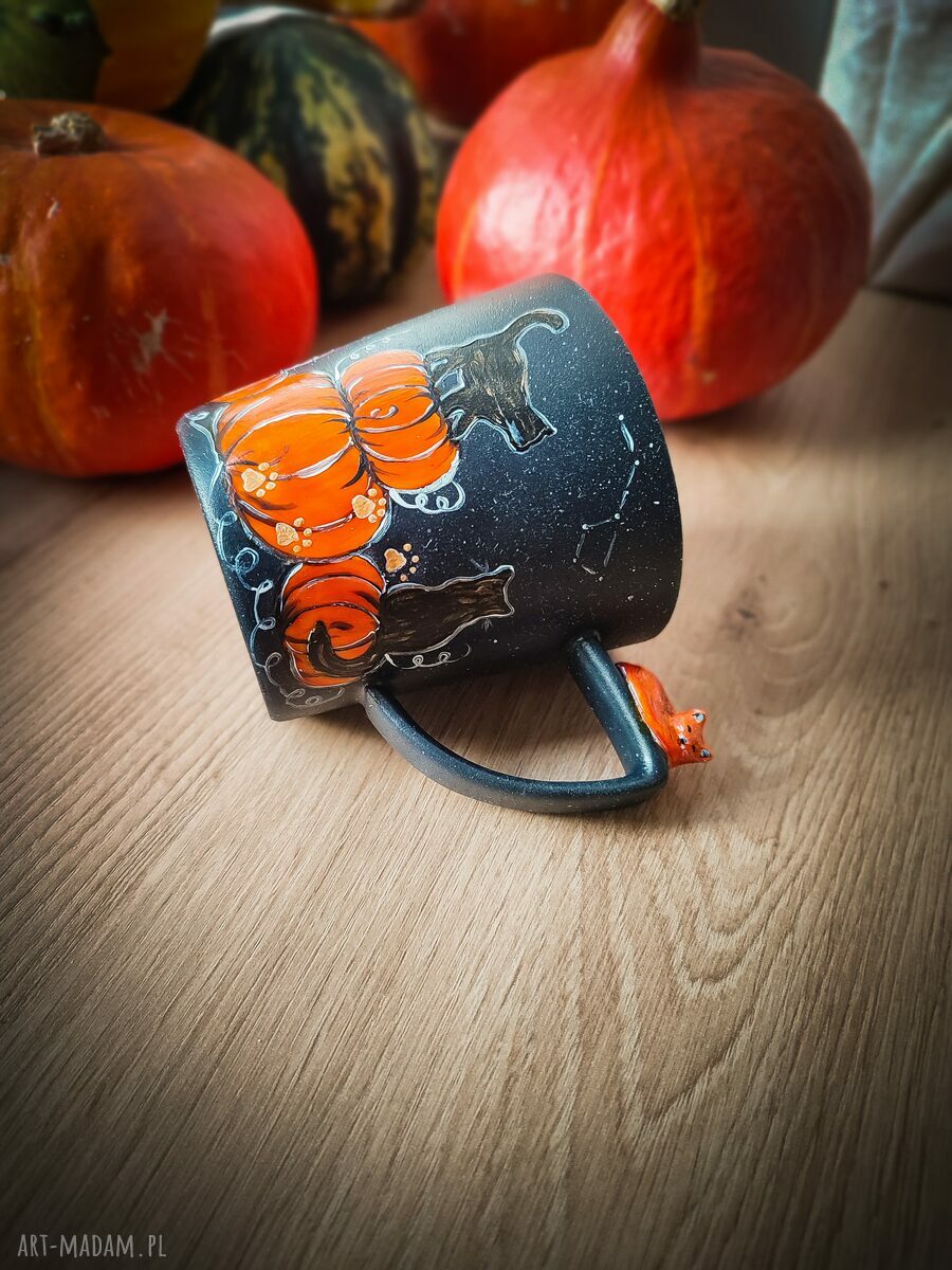 Kubek dynia kot - Halloweenowy prezent dla niej (300 ml)