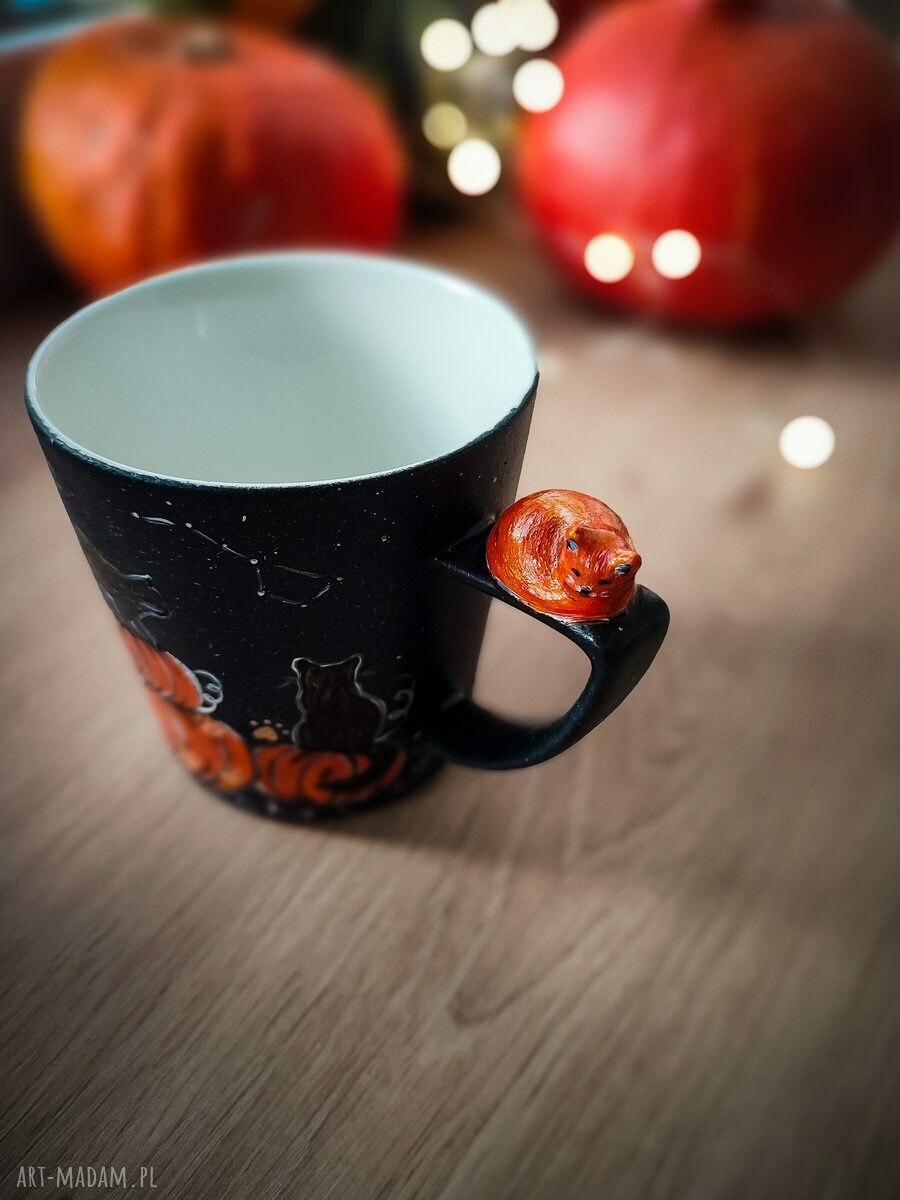 Kubek dynia kot - Halloweenowy prezent dla niej (300 ml)