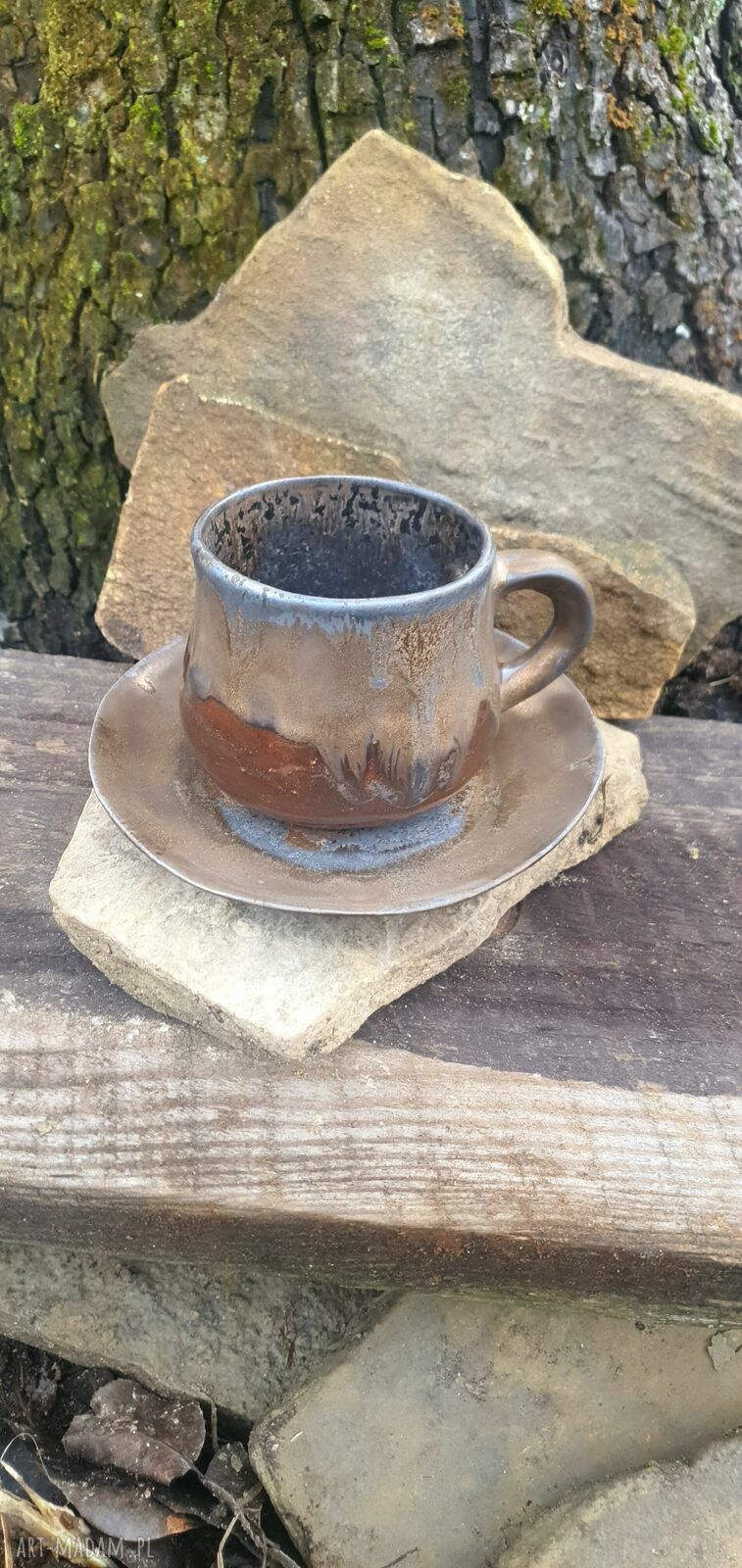 Kubek garnuszek ze spodkiem - stare złoto, 200 ml