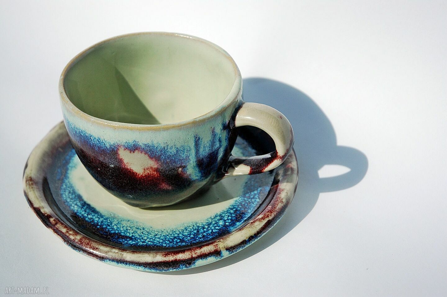 KUBEK GAUGUIN Z TALERZYKIEM Hand Made