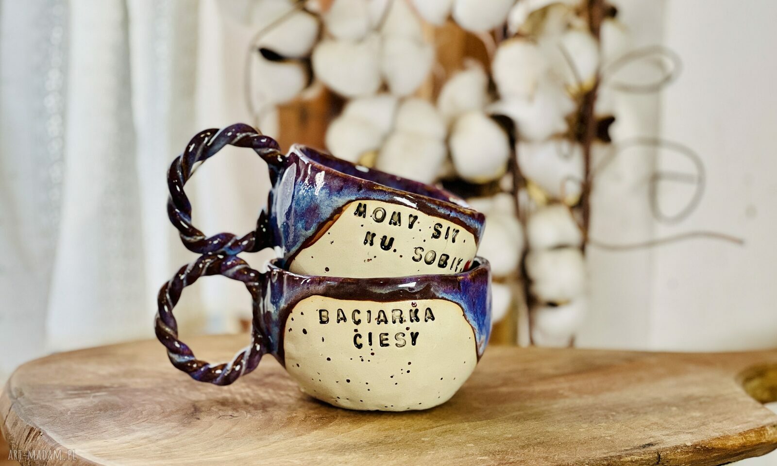 Kubek handmade „Momy siy ku sobiy” - ręcznie lepiony z Podhala 160 ml