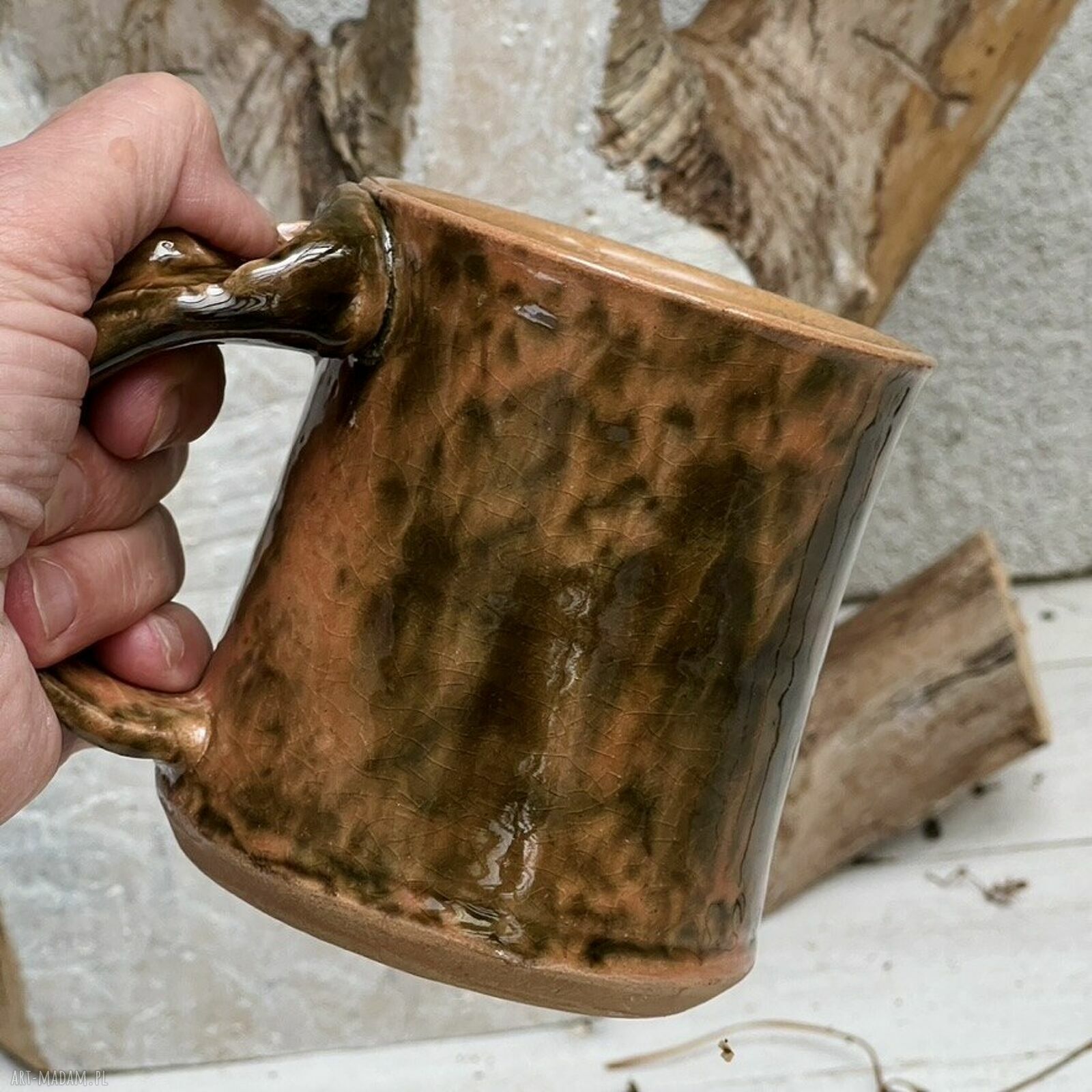 Kubek jesienny z ceramiki 350 ml - ręcznie robiony